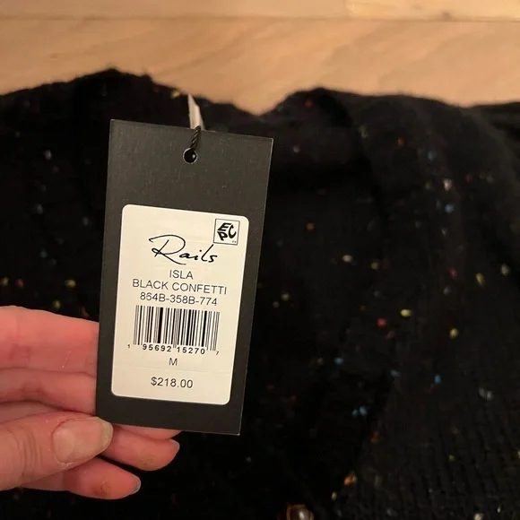 Rails Isla Black confetti Speckled wool blend Cardigan sweater - Picture 7 of 9